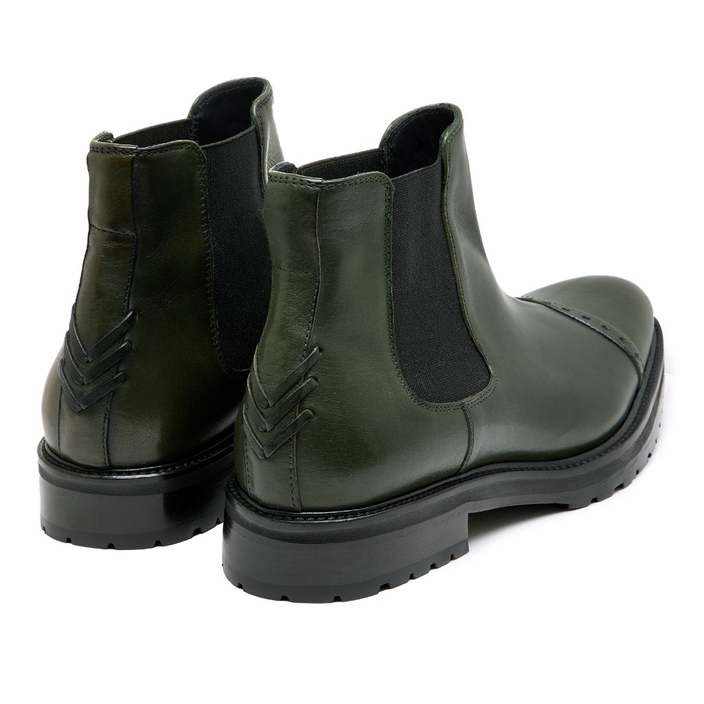 Brion Dark Green Patina Chelsea Boots | VIVVANT