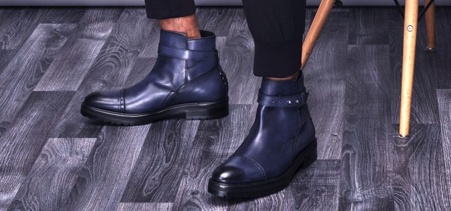Front Page Level 2 navy patina Jodhpur boots for men made in Italy